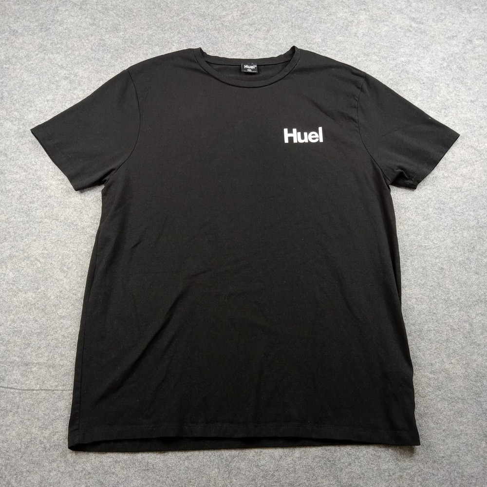 Huel Shirt Mens‎ 2XL Black Logo Short Sleeve Graphic Tee Cotton Crewneck